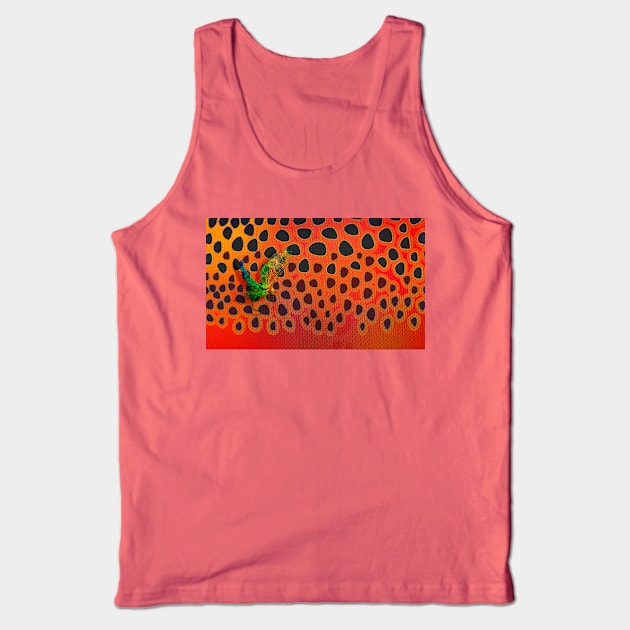 May Fly & Brown Trout Orange Gold Camo Tank Top by MikaelJenei